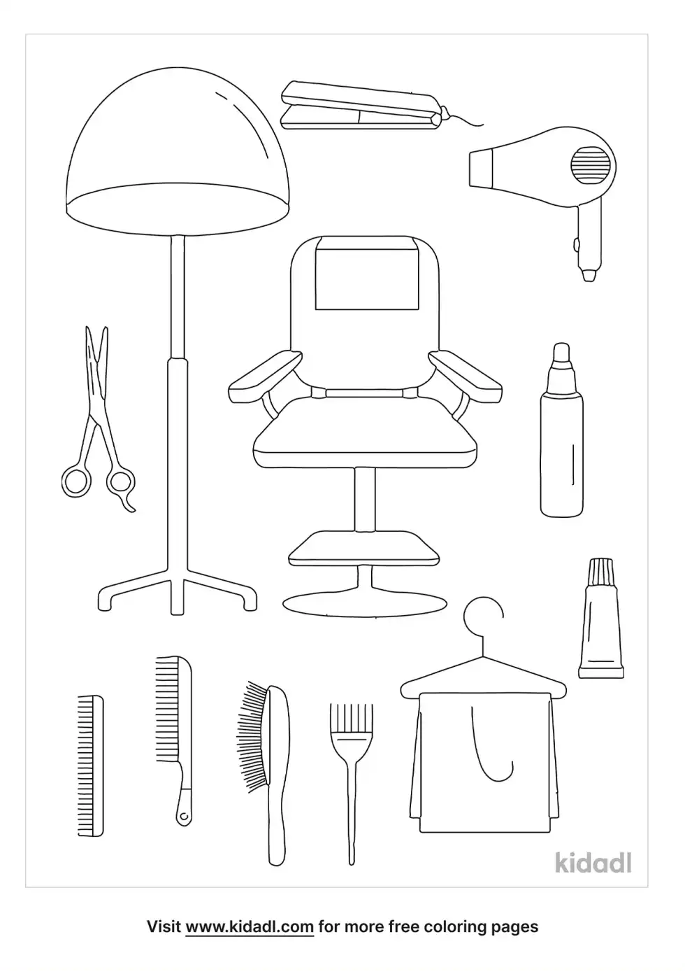 Hair Salon Supplies Coloring Page