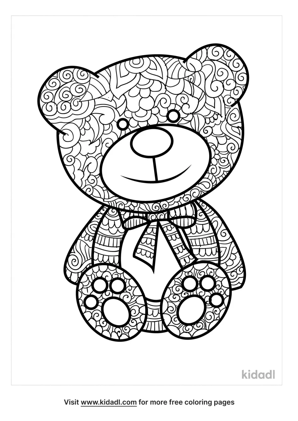 Zentangle Teddy Bear Coloring Page