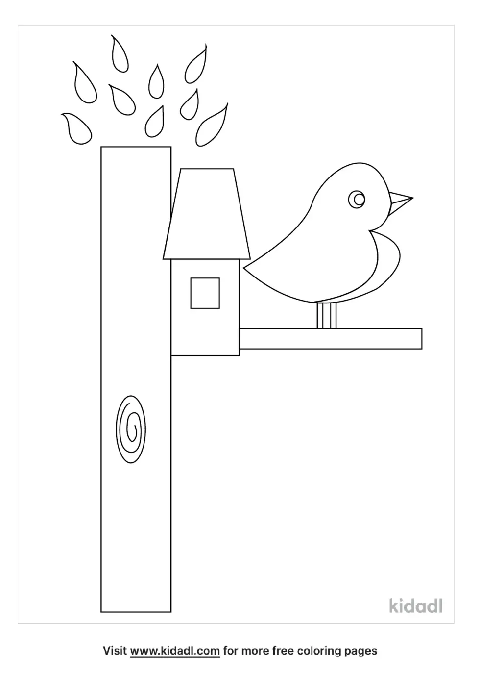 Bird And Bird House Coloring Page