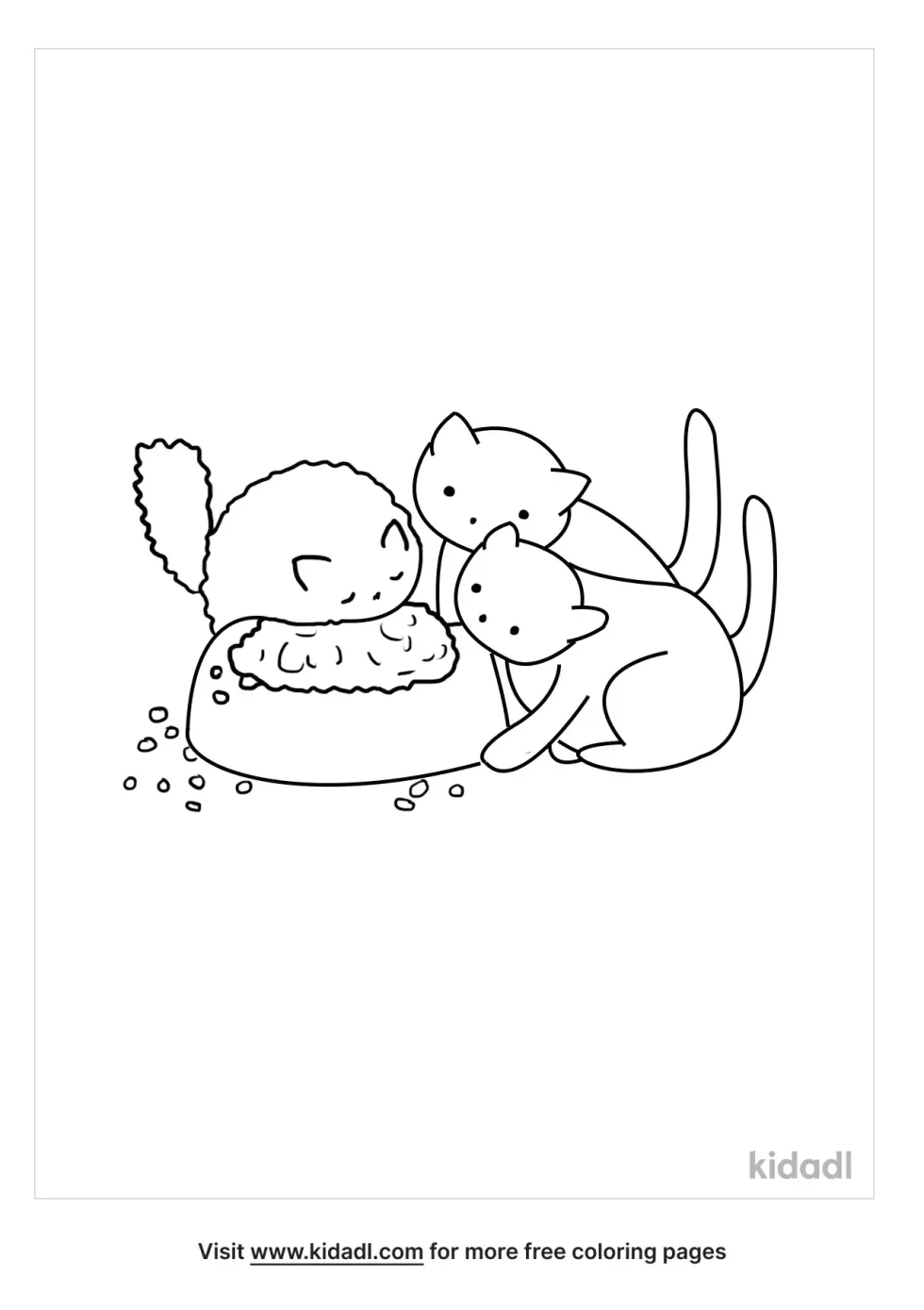 The Cat Is Eating Coloring Page