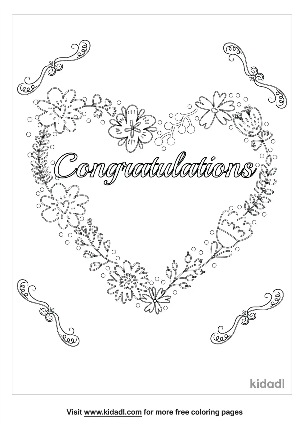 Congratulations On Wedding Card Coloring Page