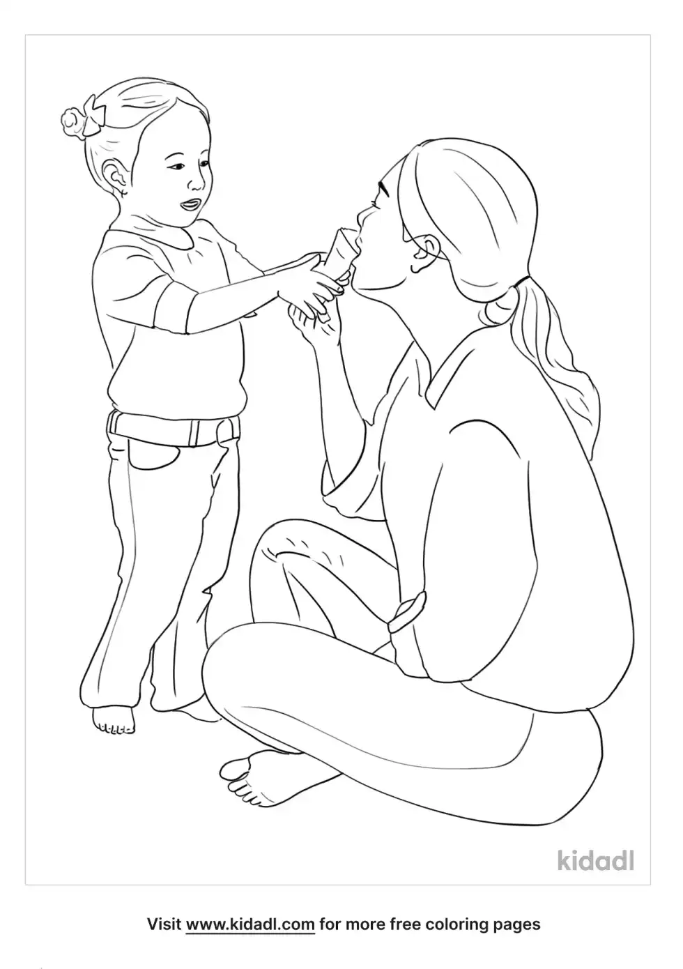 Sharing With Mom Coloring Page