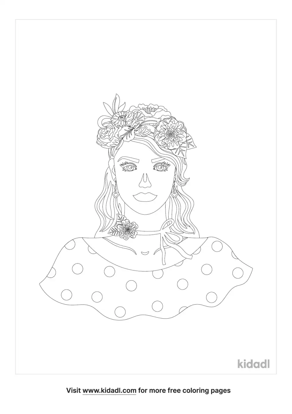 Flower Crown Girl Coloring Page