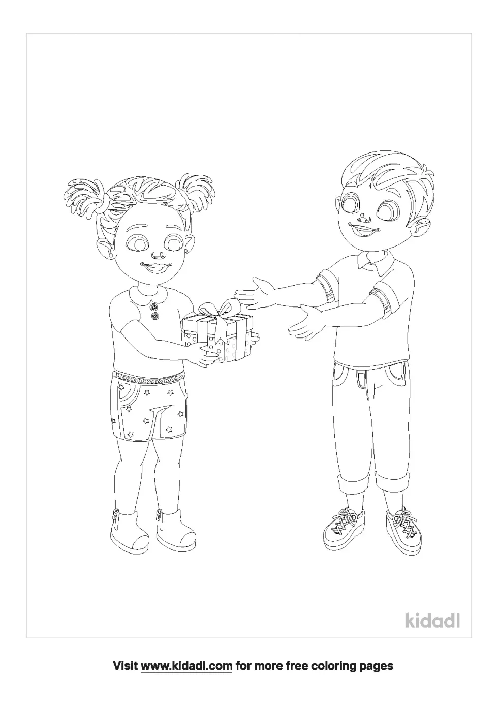Girl Giving Gift Coloring Page