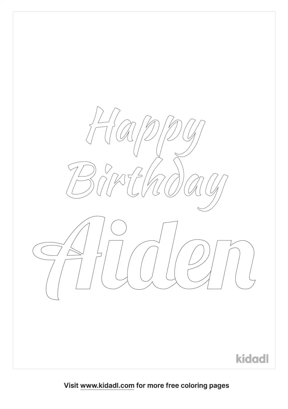 Happy Birthday Aiden Coloring Page