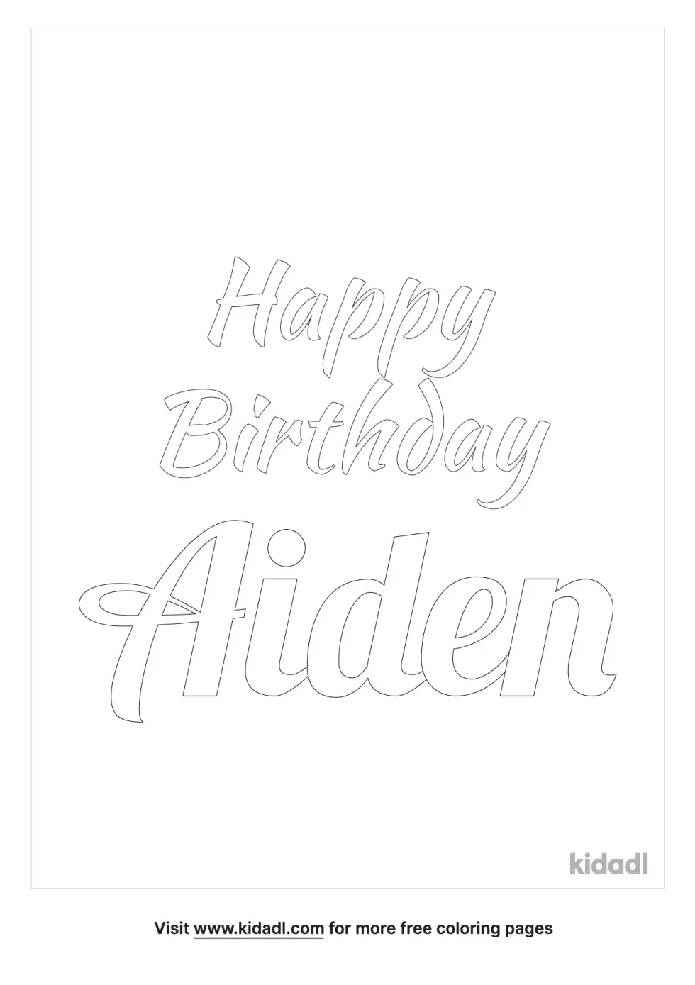 Happy Birthday Aiden Coloring Page | Kidadl