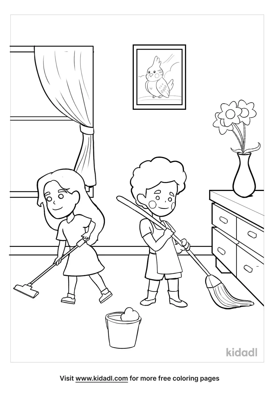 Cleaning Room Coloring Page