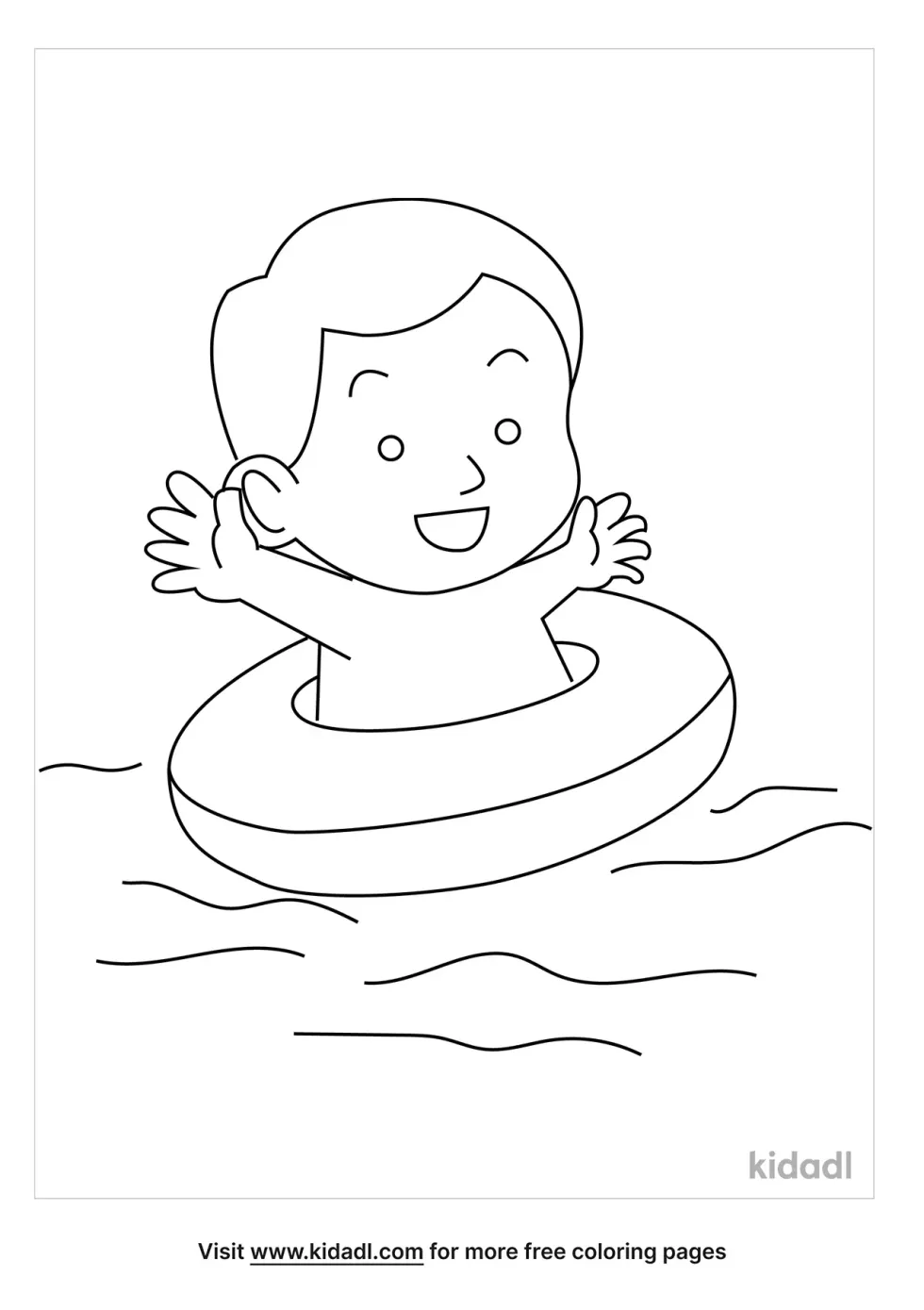 Child In Swimming Tube Coloring Page