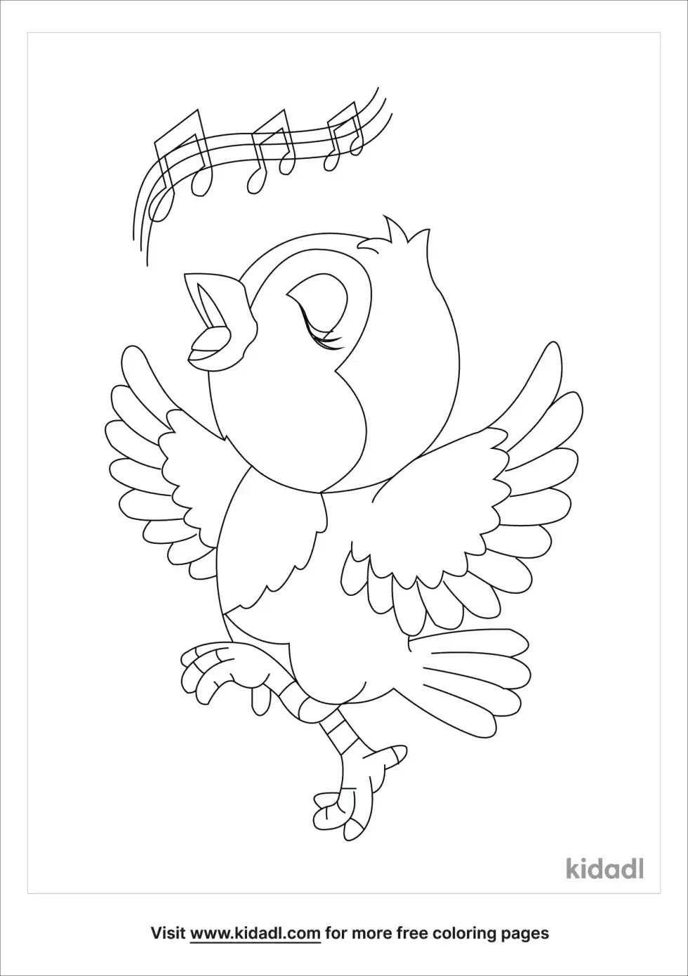 Robin Bird Singing Coloring Page