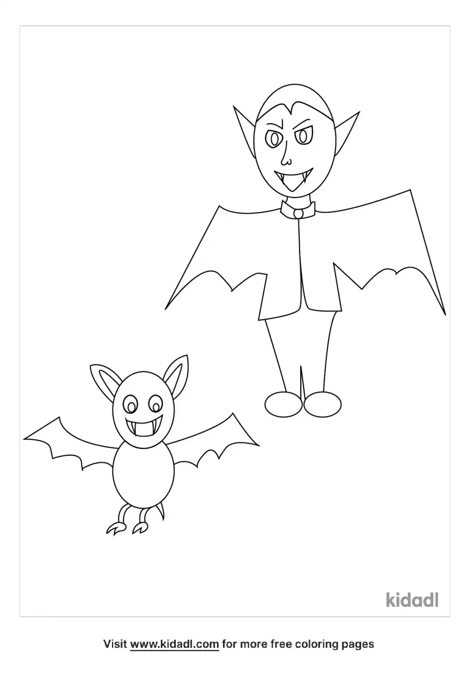 Dracula With A Pet Bat Coloring Page