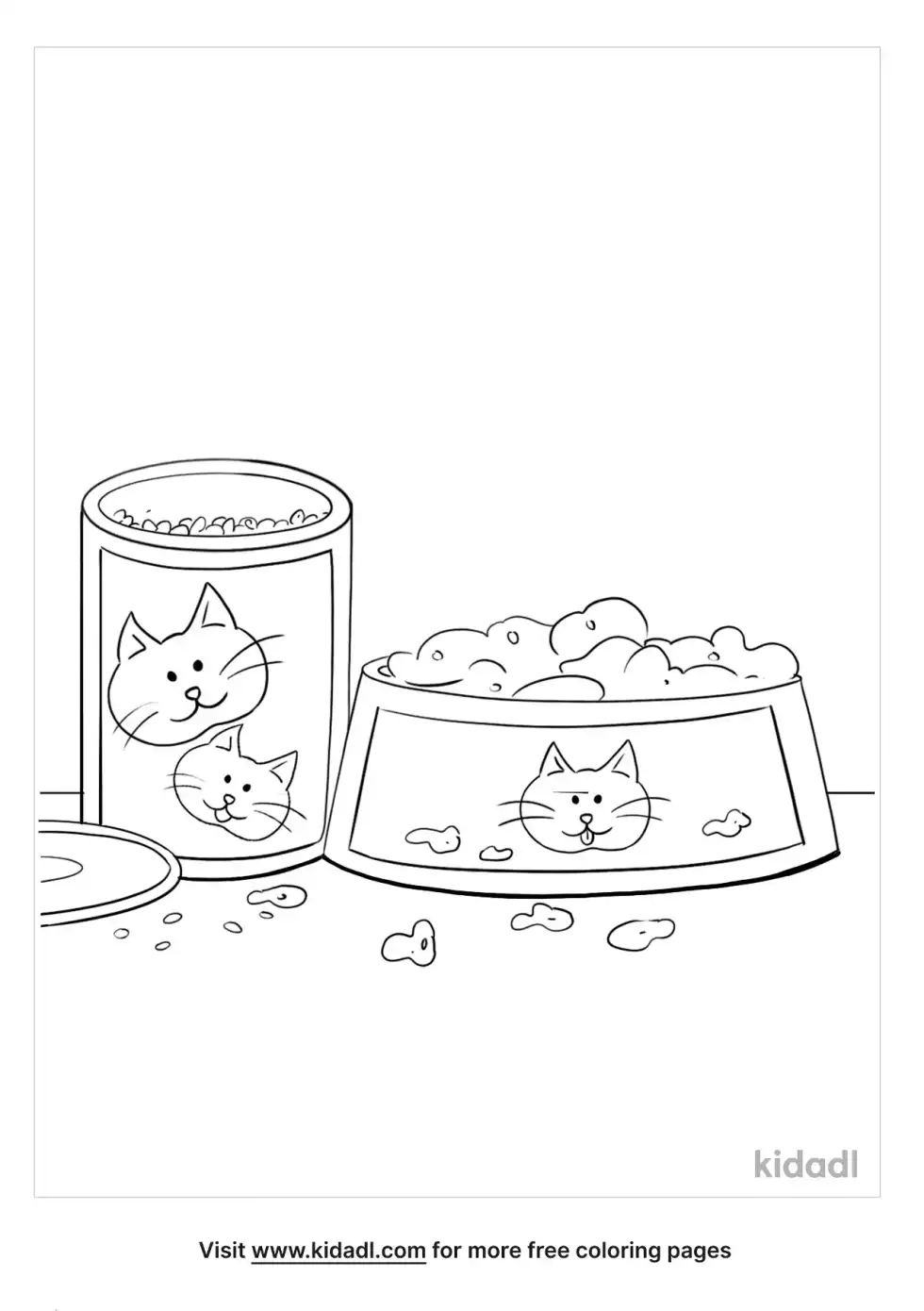 Cat Food Dishes Coloring Page