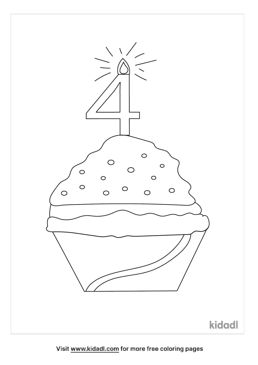 Cupcake 4 Birthday Coloring Page