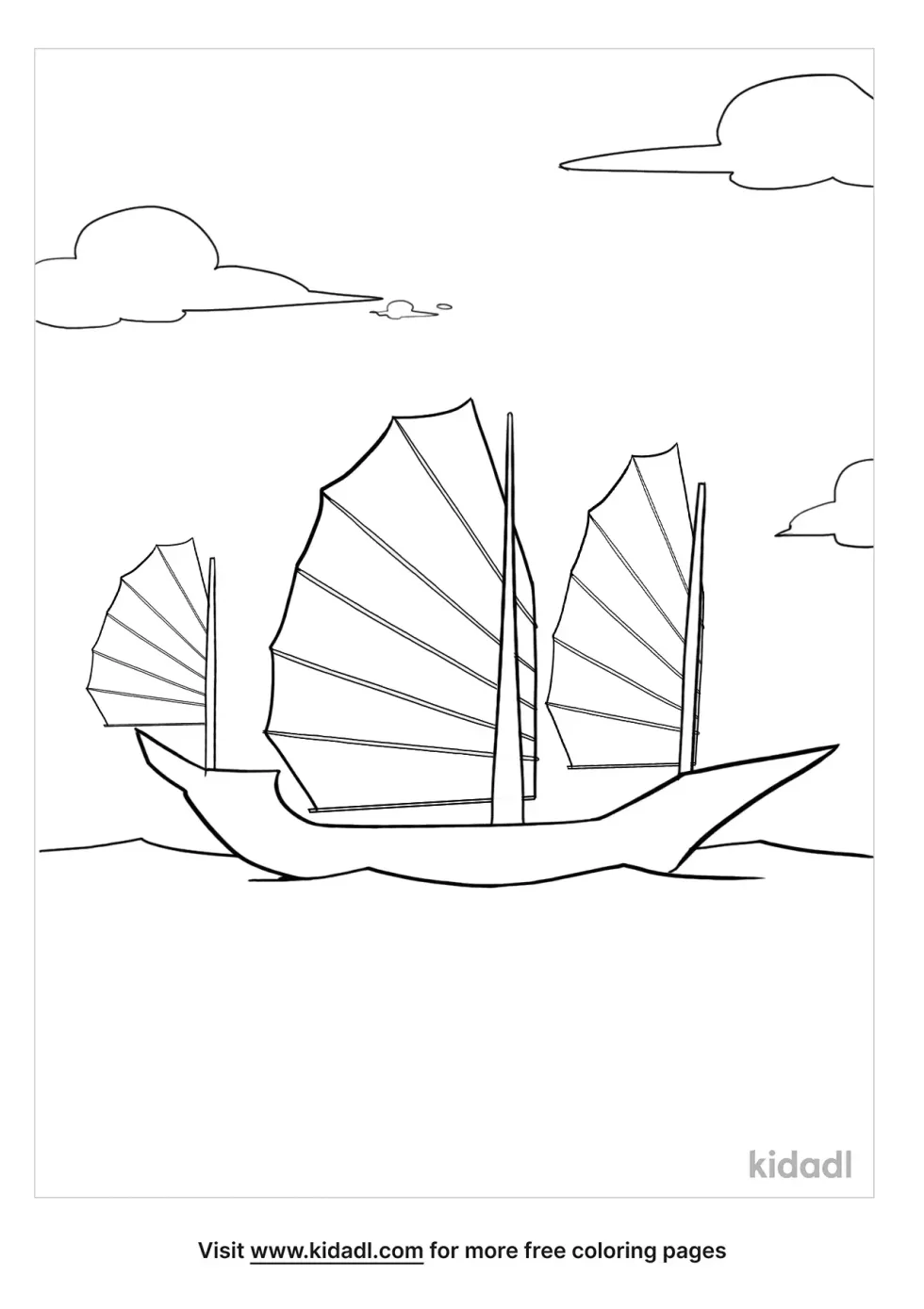 Chinese Junk Coloring Page