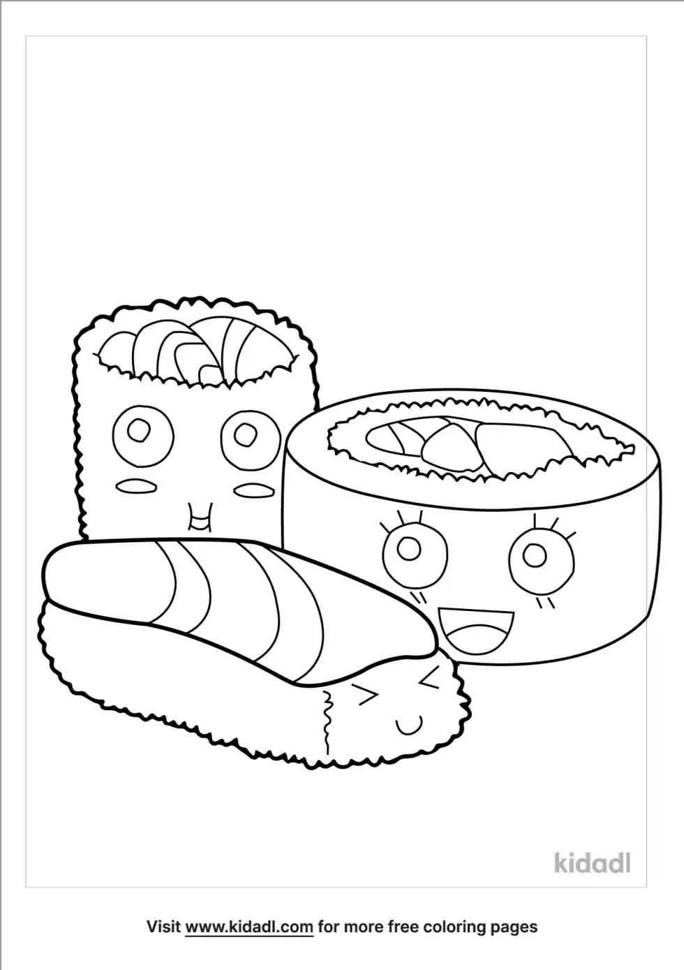 Cute Sushi Coloring Page