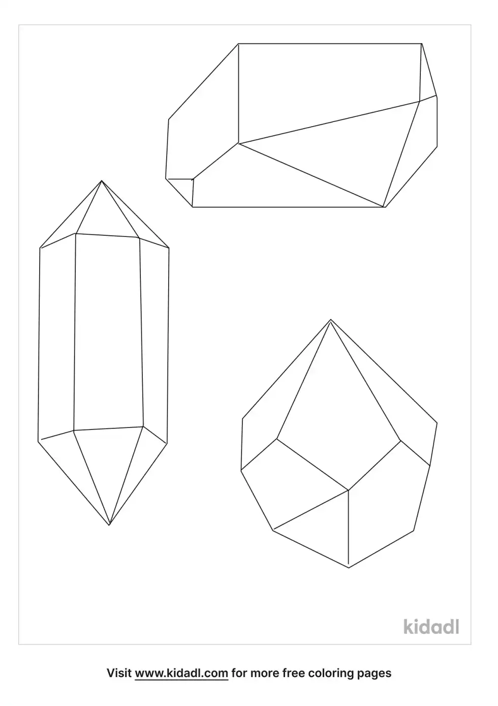 Geometric Shapes Crystals Coloring Page