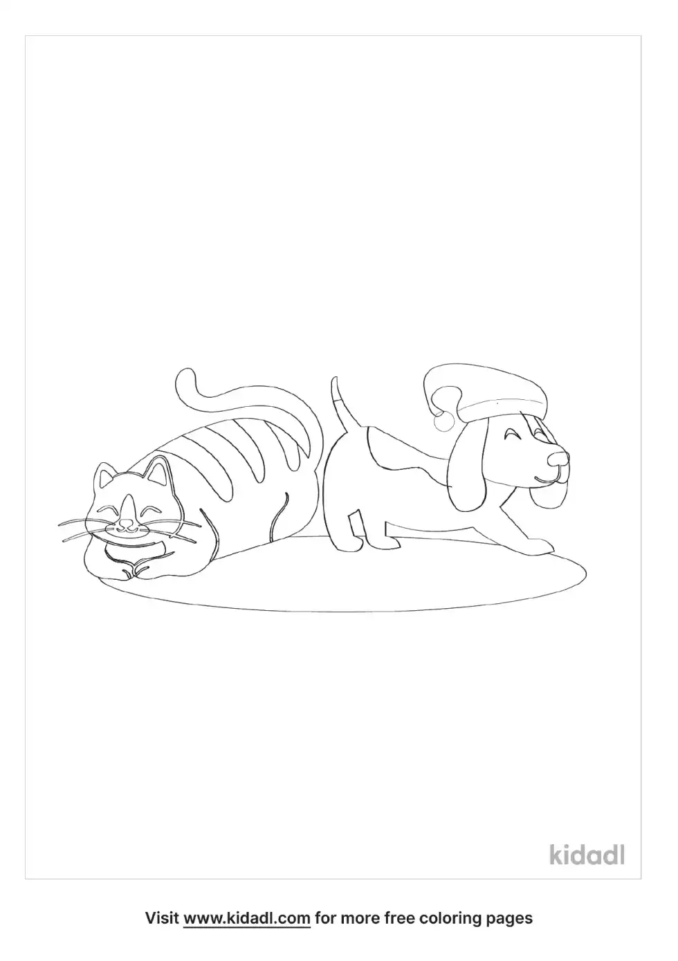 Cat Dog Christmas Coloring Page