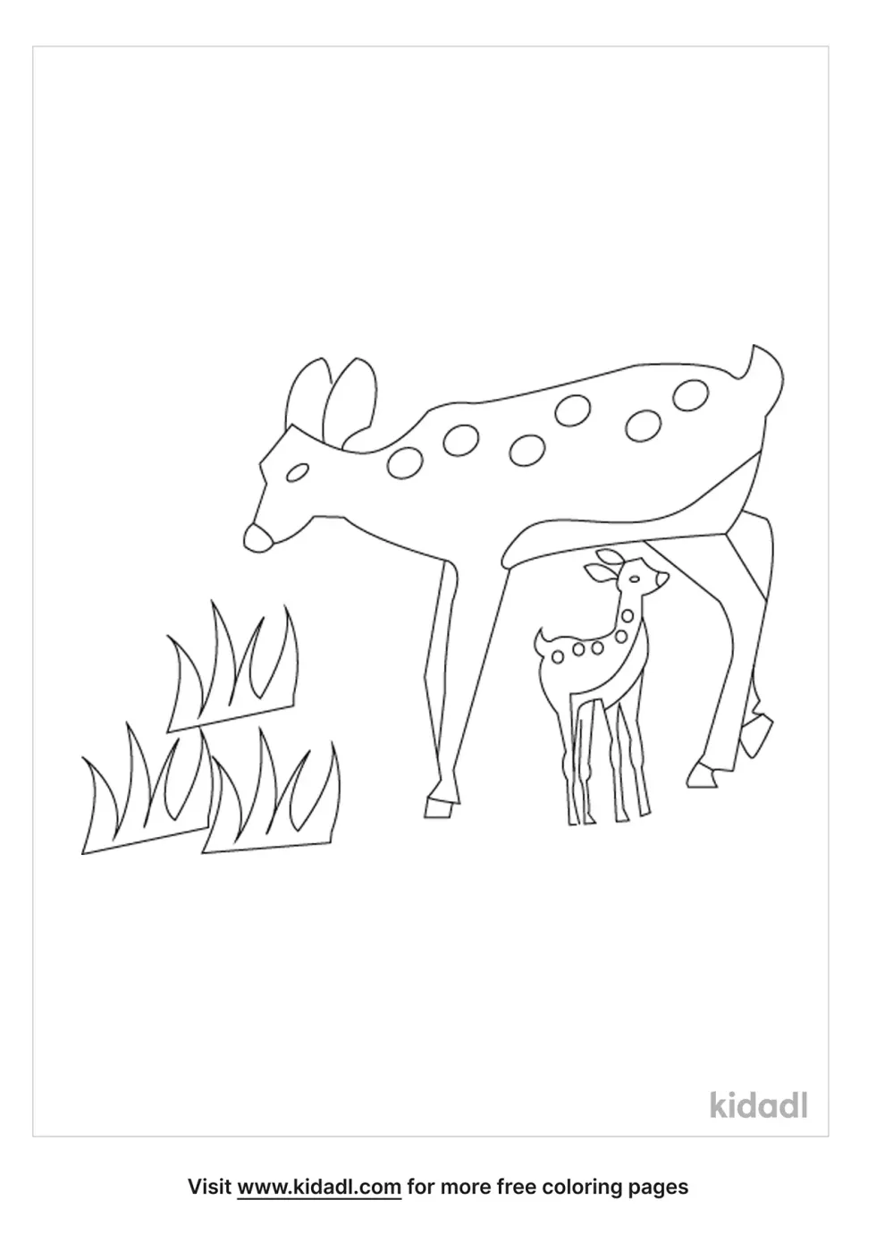 Nursing Fawn Coloring Page