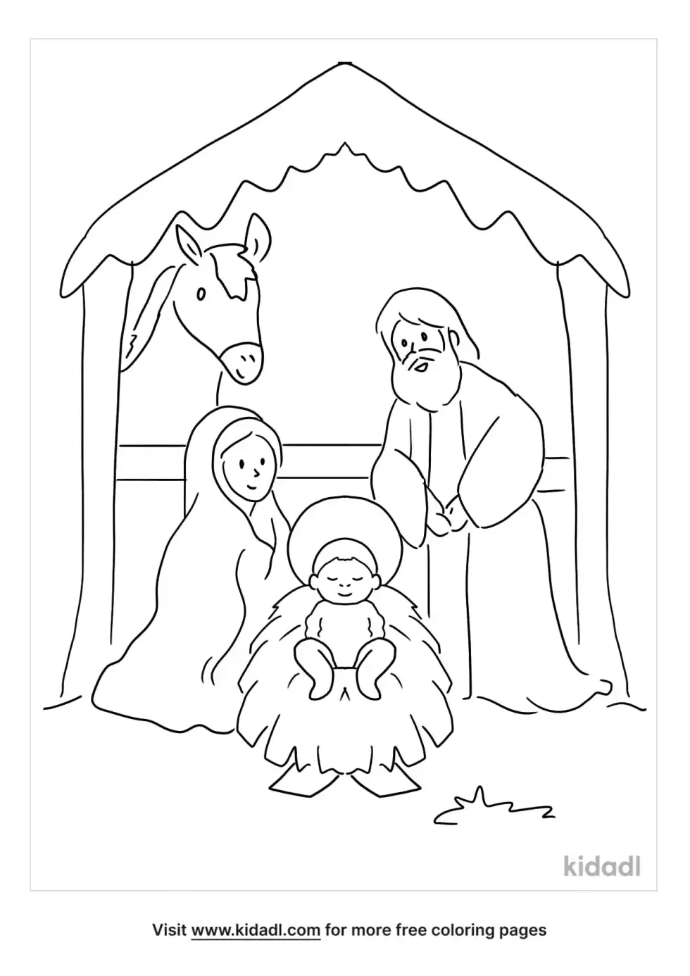 Nativity Scene For Preschoolers Coloring Page