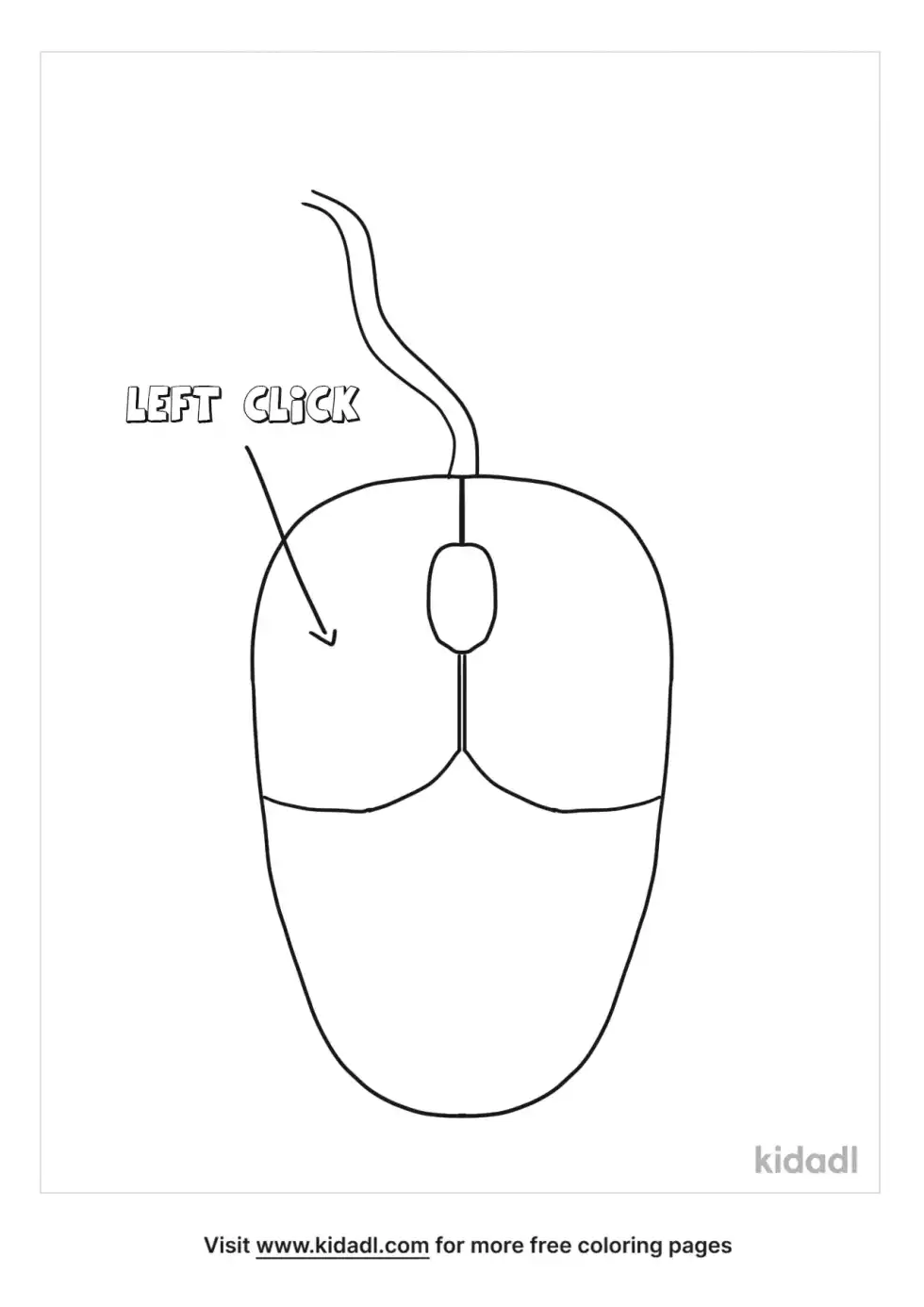 Computer Mouse Showing Left Click Coloring Page