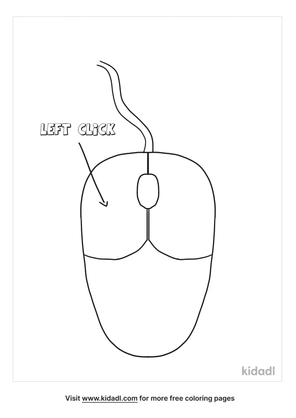 Computer Mouse Showing Left Click Coloring Page