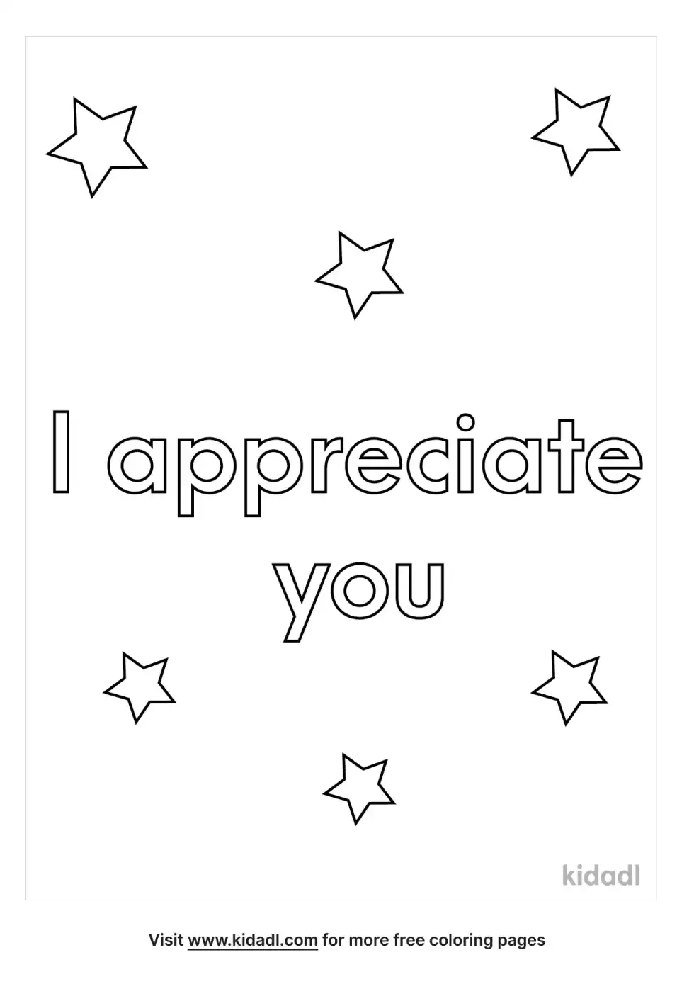 I Appreciate You Coloring Page