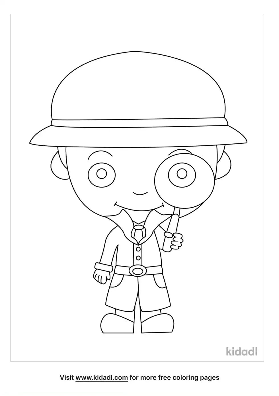 Cartoon Detective Coloring Page