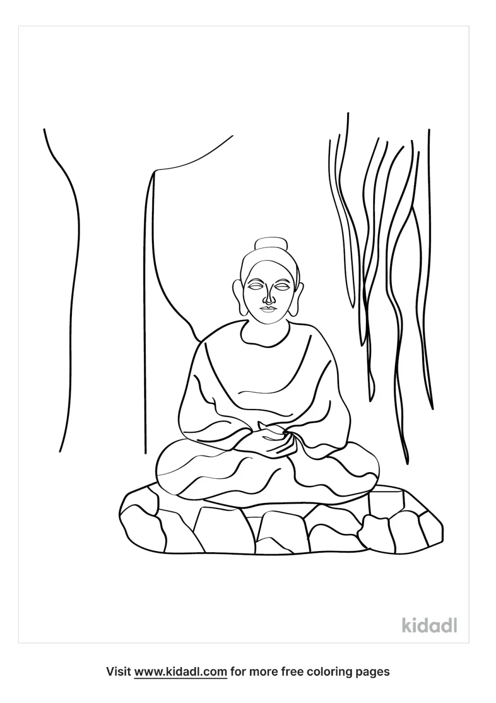 Buddha Under The Bodhi Tree Coloring Page