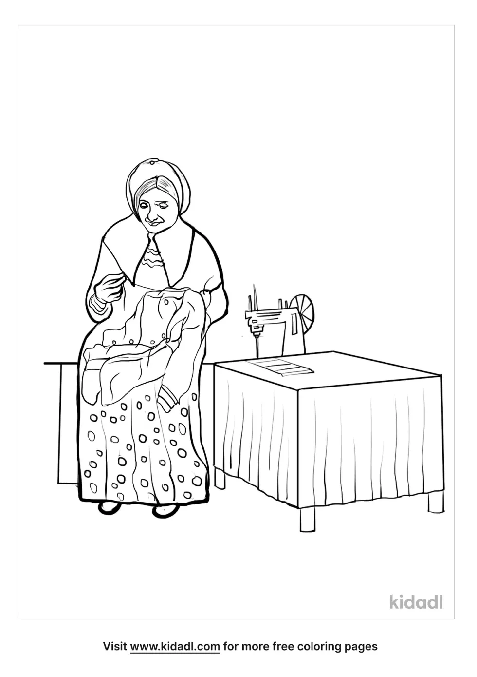 Puritan Woman Sewing