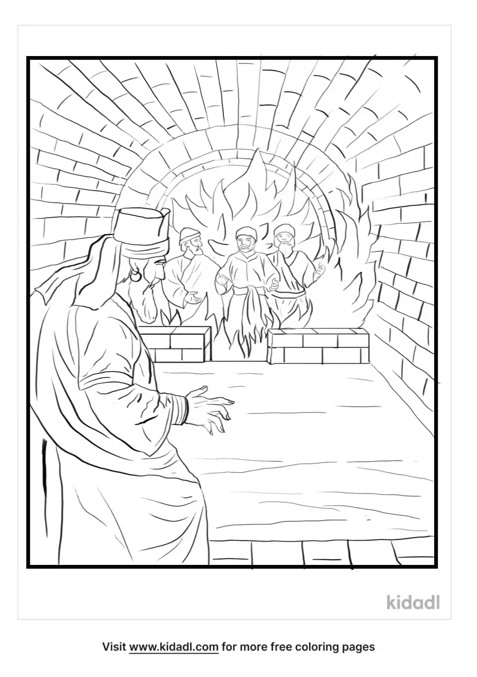 The 3 Boys In The Fire Coloring Page