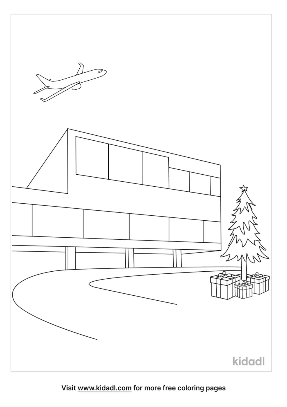 Airport Christmas Coloring Page