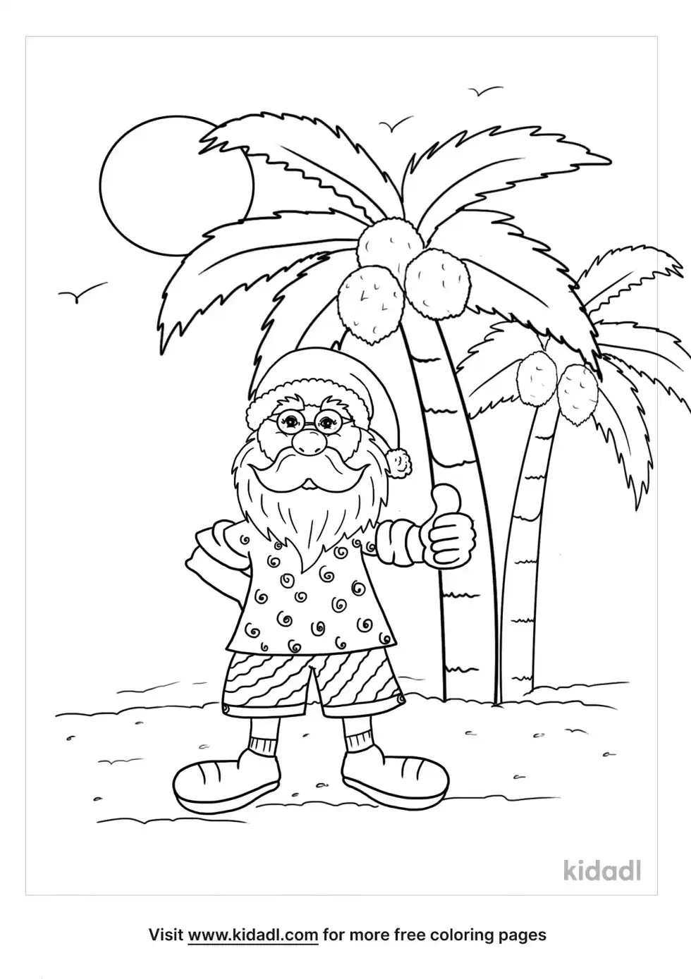 Santa In Summer Coloring Page