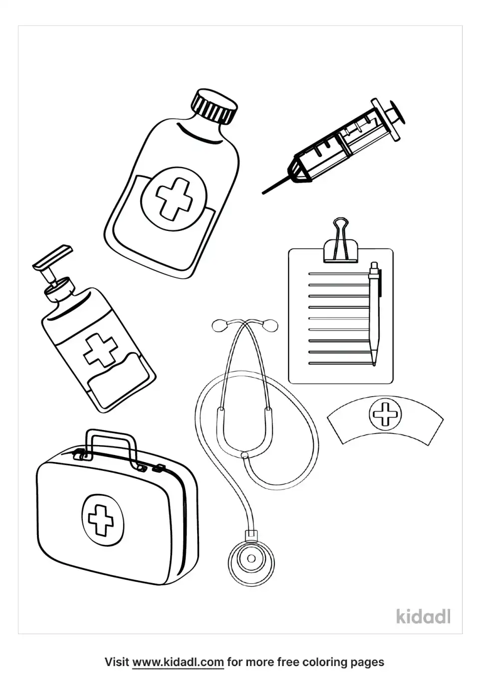 Nurses Tools Coloring Page