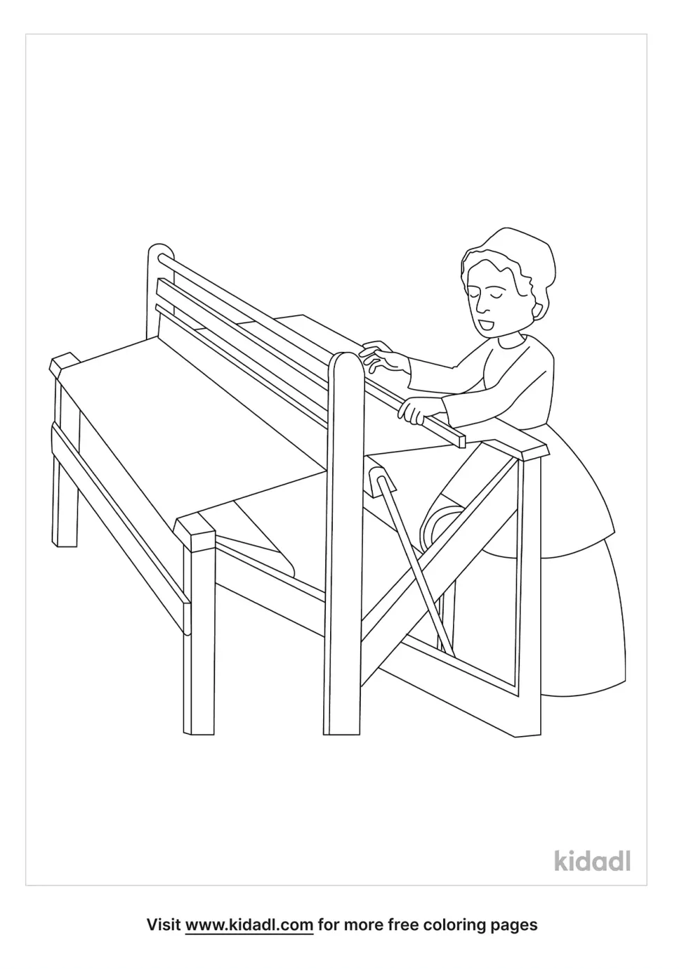 Colonial Women Weaving Coloring Page