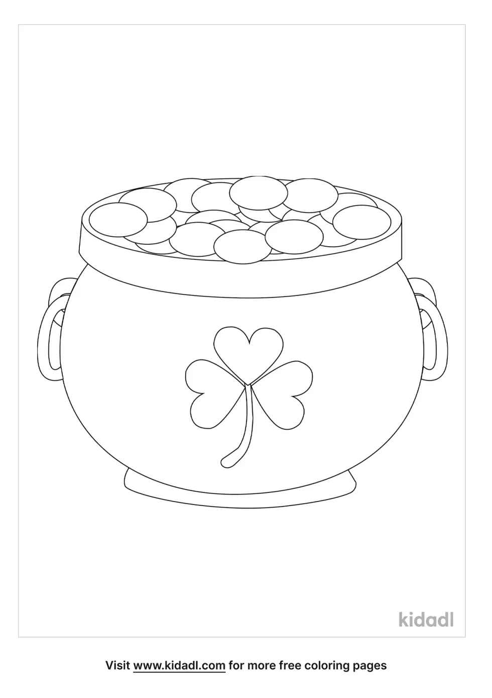 Clover With Pot Of Gold Coloring Page