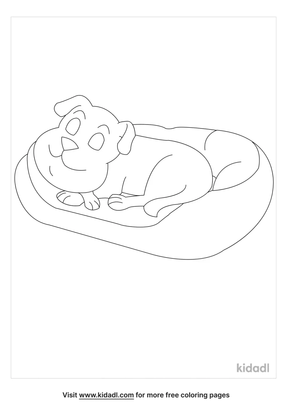 Dog On Bed Coloring Page