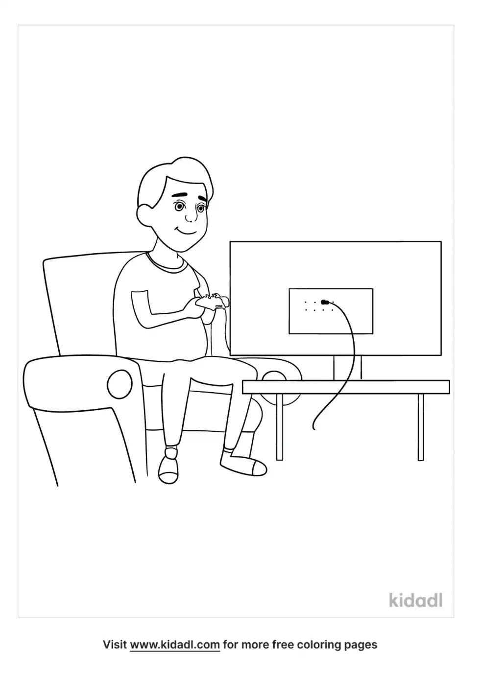 Kids Playing Video Games Coloring Page