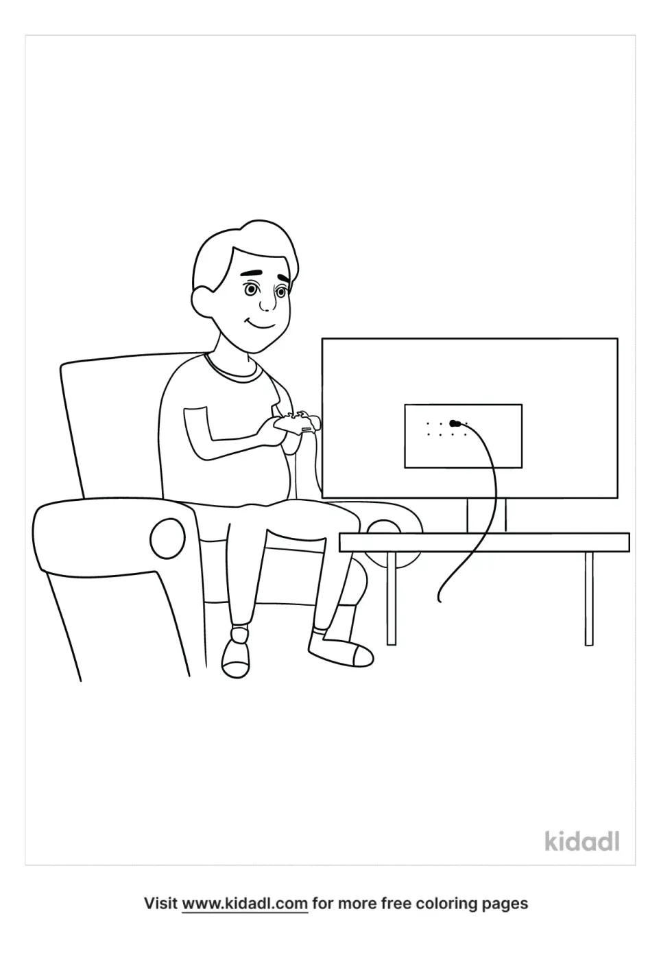 Kids Playing Video Games Coloring Page