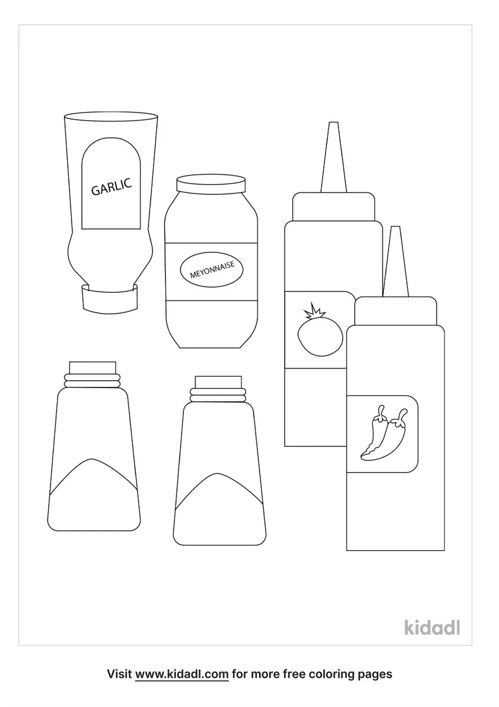 Condiment Coloring Page