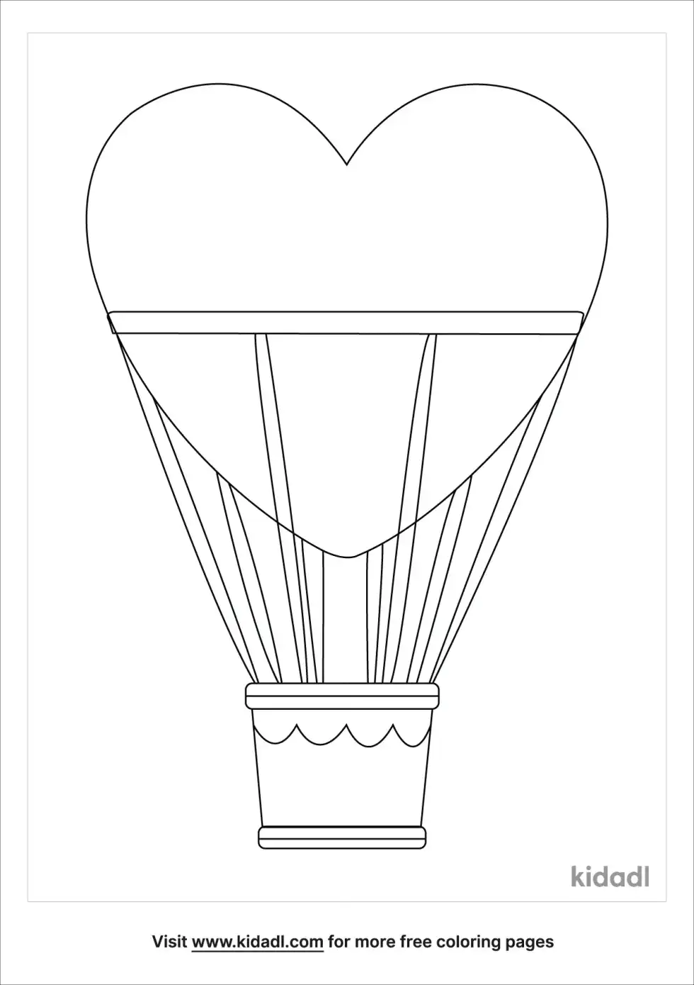 Hot Air Balon Heart Coloring Page
