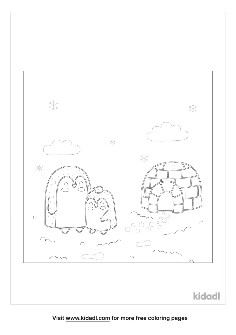 Igloo Family Coloring Page
