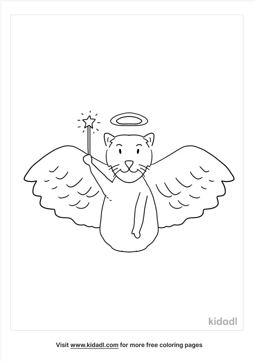 Cat Angel Coloring Page