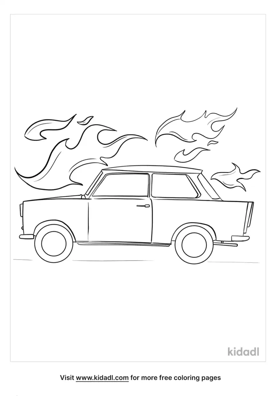 Cars With Flames Coloring Page
