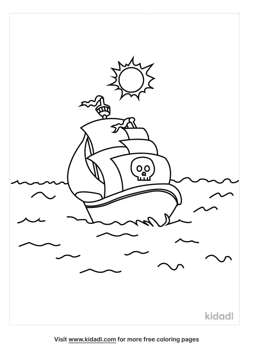 Pirate Ship Wave Coloring Page