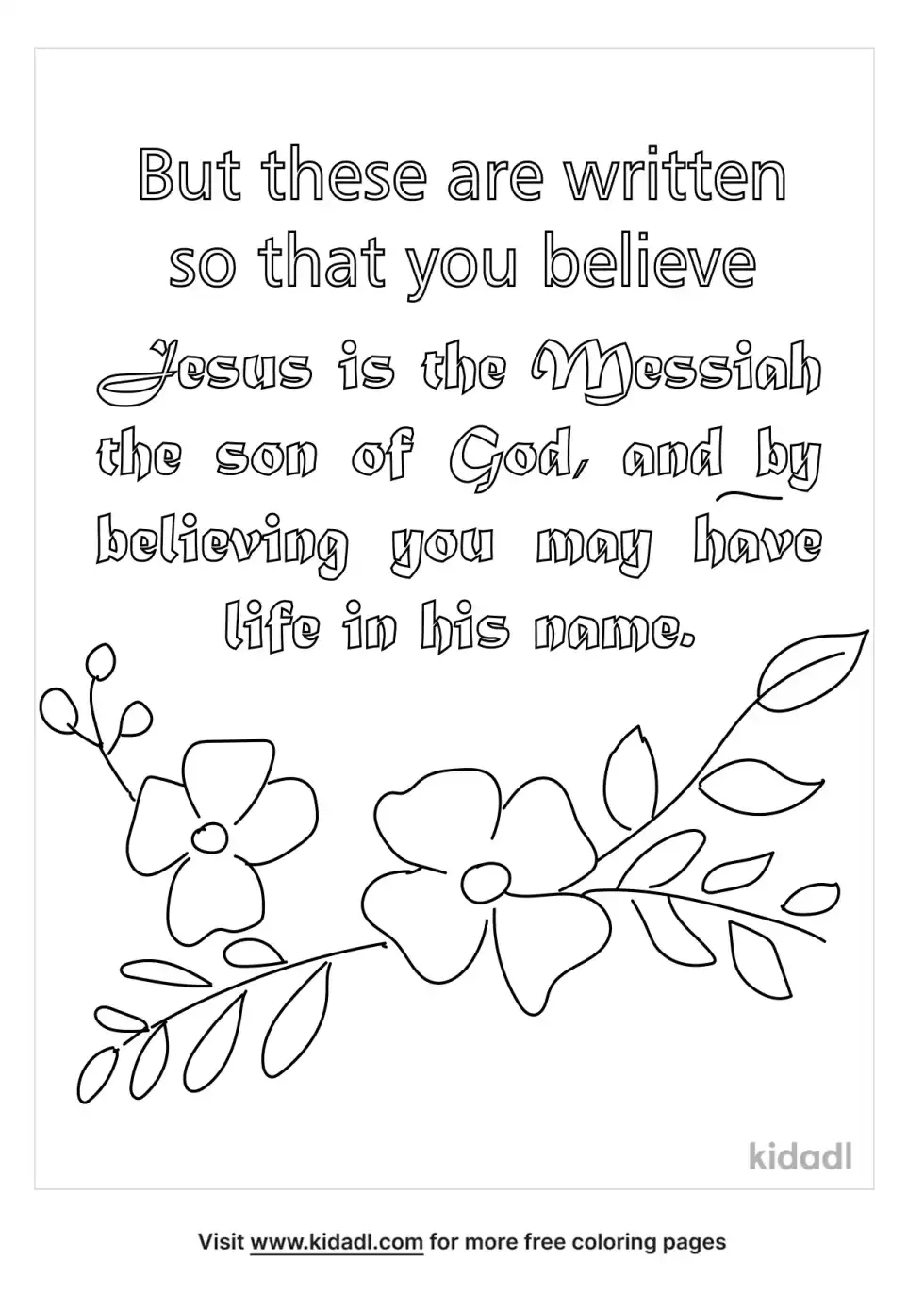 John 20:31 Niv Coloring Page