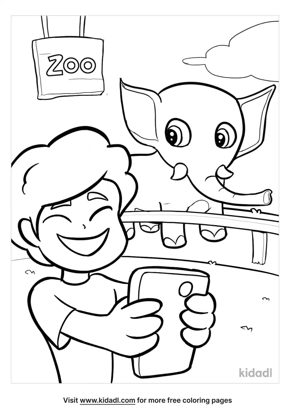 Boy At The Zoo Coloring Page