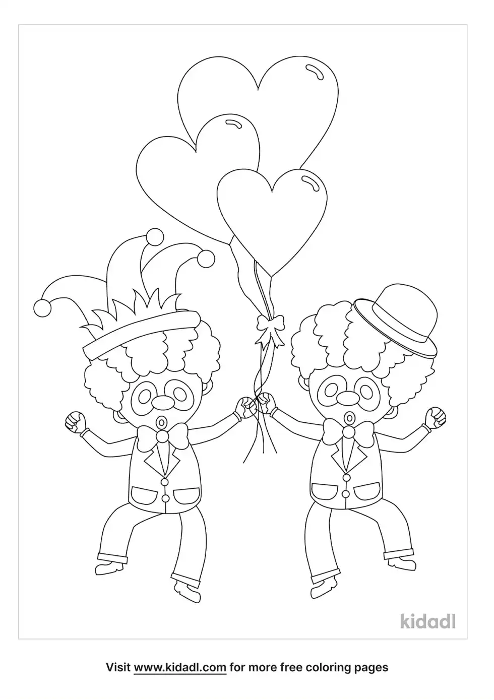Clown Valentine Coloring Page