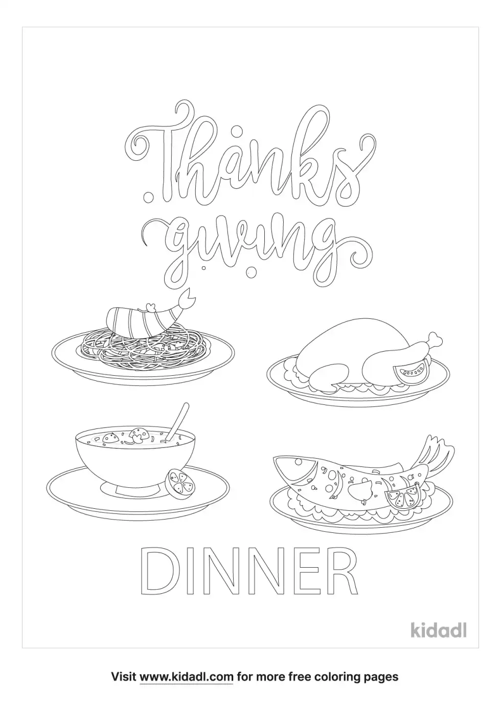 Thanksgiving Dinner Coloring Page