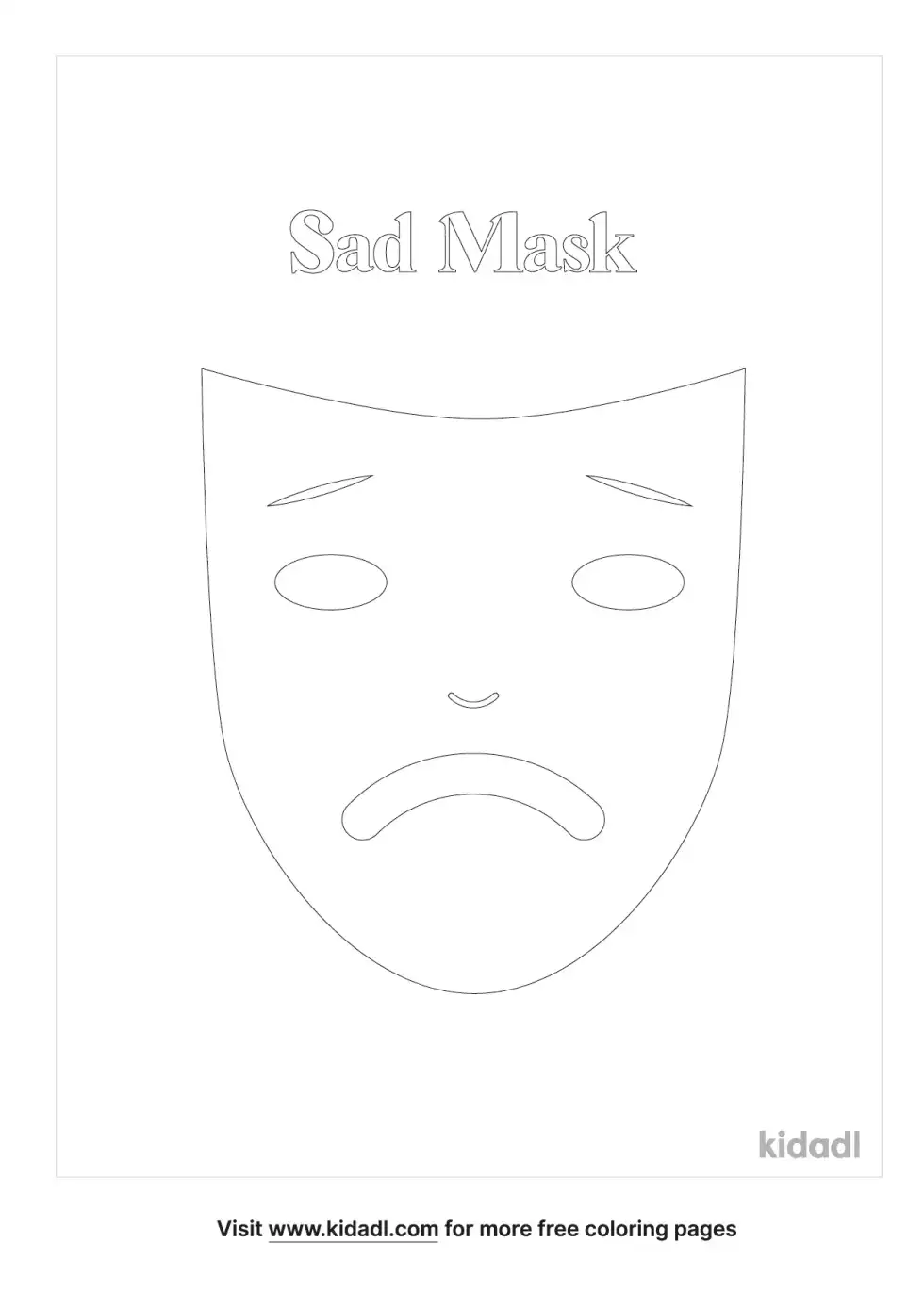 Sad Mask Coloring Page