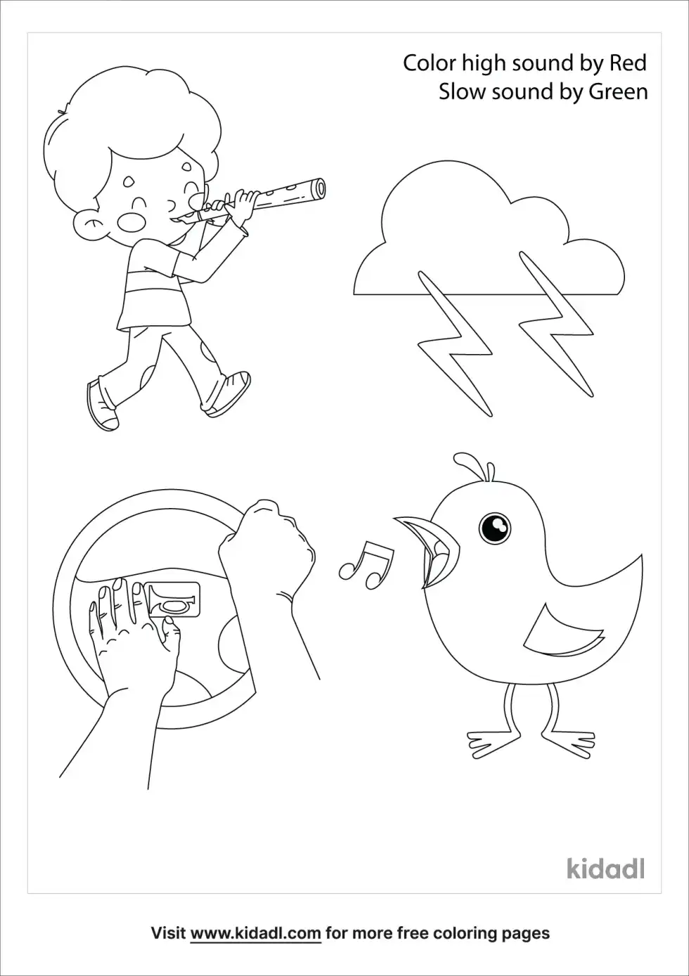 High And Low Sounds Coloring Page