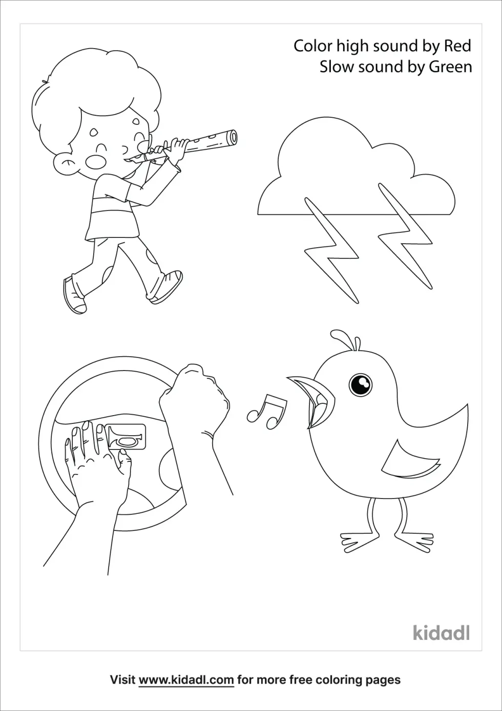 High And Low Sounds Coloring Page
